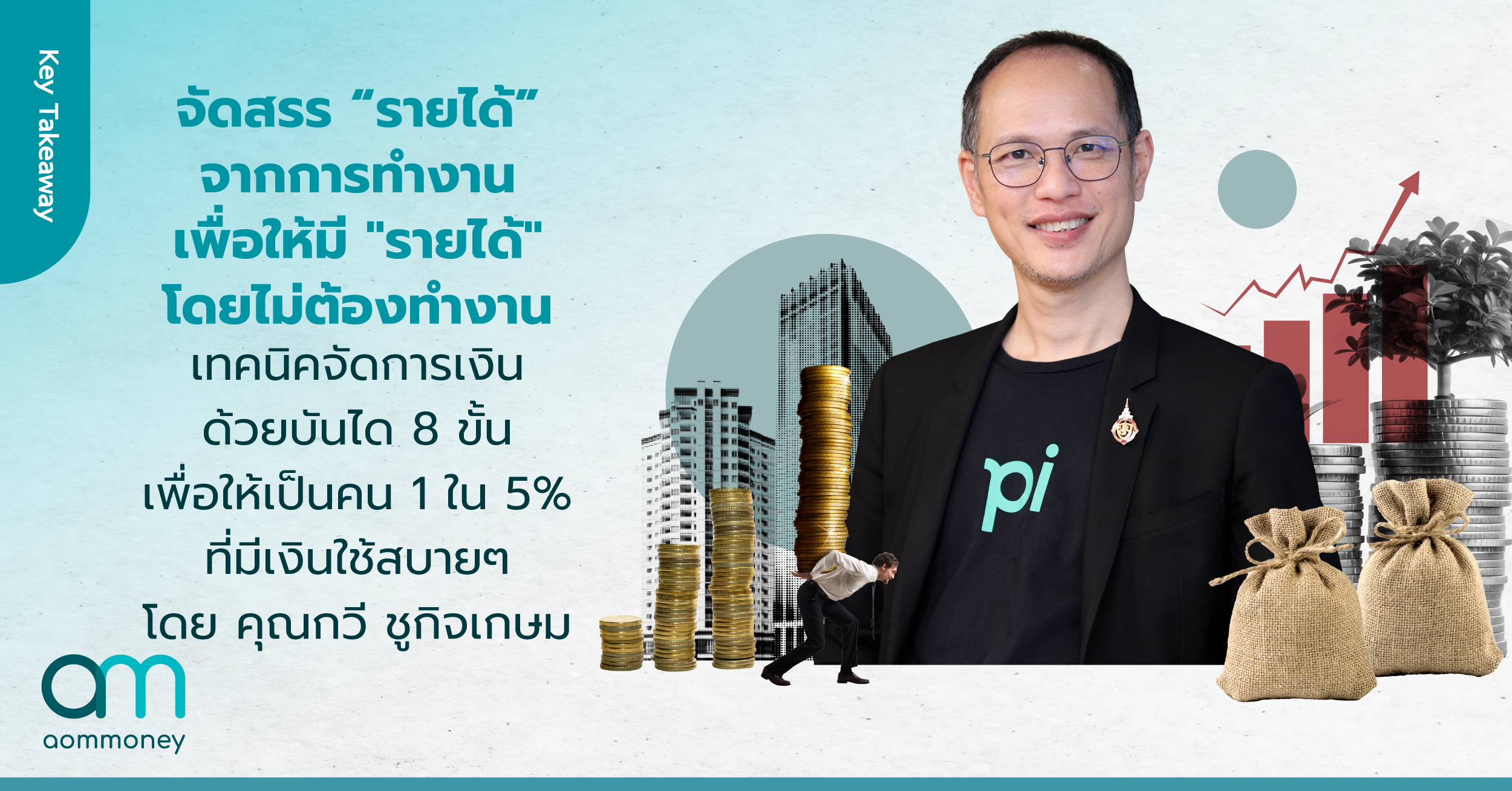 จัดสรร “รายได้” จากการทำเงิน เพื่อให้มี “รายได้” โดยไม่ต้องทำงาน เทคนิคจัดการเงินด้วยบันได 8 ขั้น เพื่อให้เป็นคน 1 ใน 5% ที่มีเงินใช้สบายๆ โดย คุณกวี ชูกิจเกษม Head of Research and Content บล.พาย